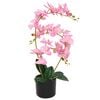 vidaXL Planta artificial orqu&iacute;dea con macetero 65 cm rosa