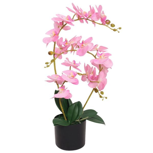 vidaXL Planta artificial orqu&iacute;dea con macetero 65 cm rosa