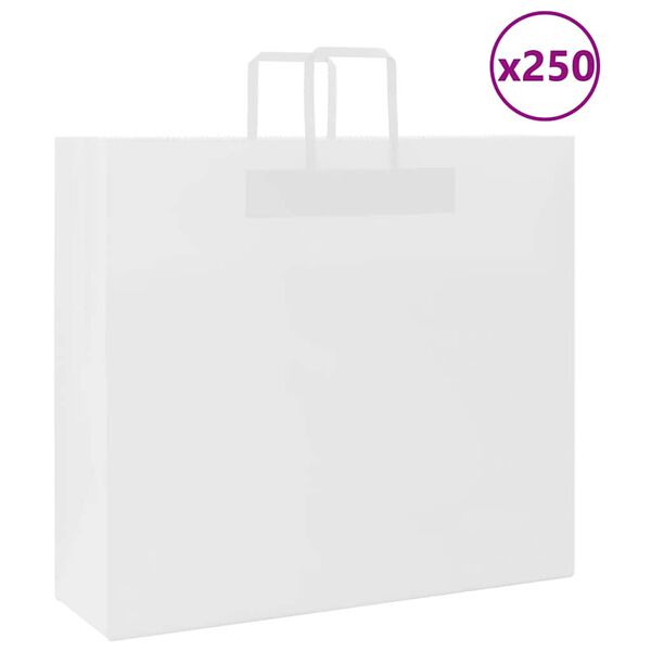 vidaXL Bolsas de papel con asas 250 uds blanca 54x15x49 cm