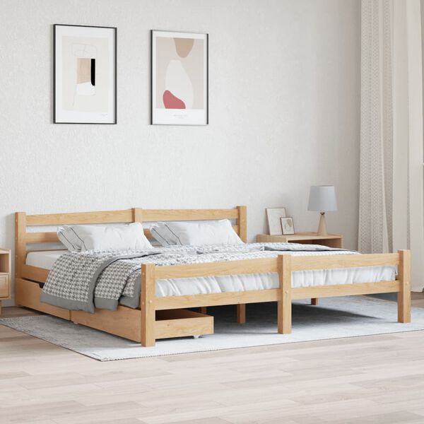 vidaXL Estructura de cama con 2 cajones madera maciza pino 180x200 cm