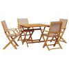 vidaXL Set de comedor de jard&iacute;n 5 pzas tela madera maciza gris taupe