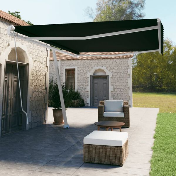 vidaXL Toldo de pie retr&aacute;ctil manual gris antracita 500x350 cm