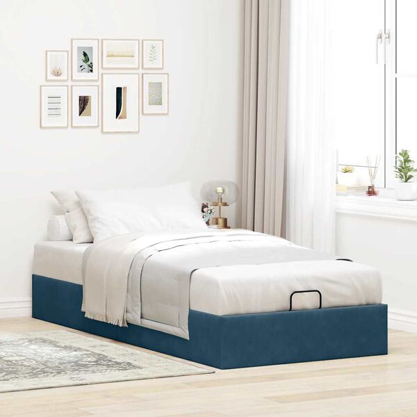 vidaXL Estructura de cama otomana sin colch&oacute;n terciopelo azul oscuro