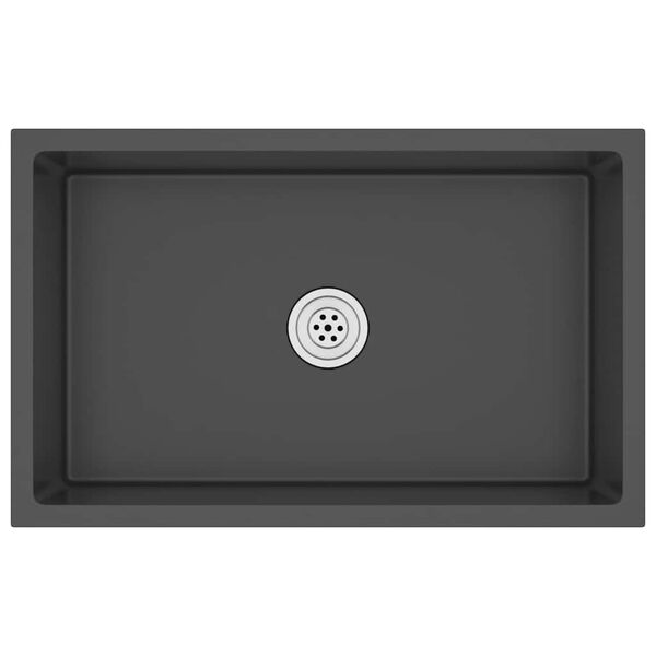 vidaXL Fregadero hecho a mano de acero inoxidable negro