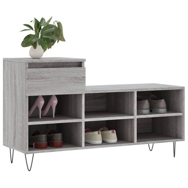 vidaXL Mueble zapatero madera contrachapada gris Sonoma 102x36x60 cm