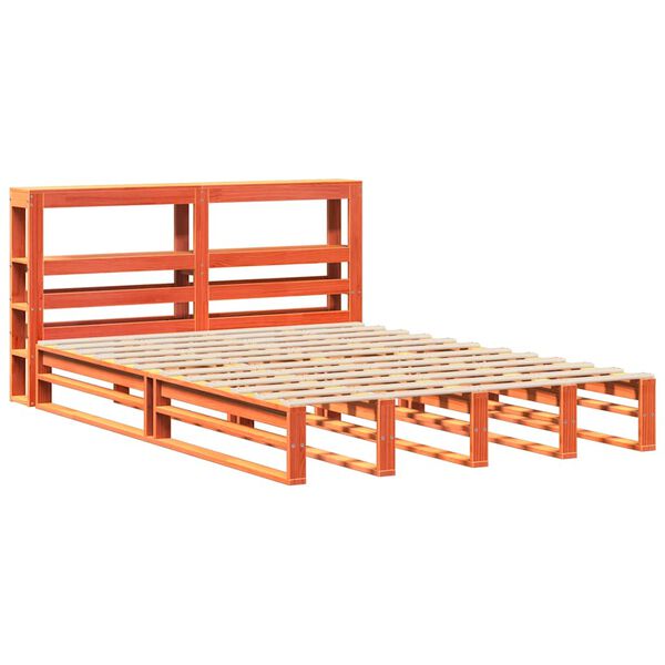 vidaXL Cama sin colch&oacute;n madera maciza de pino marr&oacute;n cera 140x200 cm