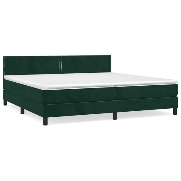 vidaXL Cama box spring con colch&oacute;n terciopelo verde oscuro 200x200 cm