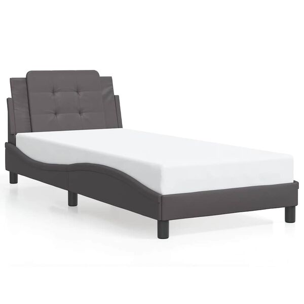 vidaXL Estructura de cama sin colch&oacute;n Zadar cuero sint&eacute;tico gris 90x190 cm