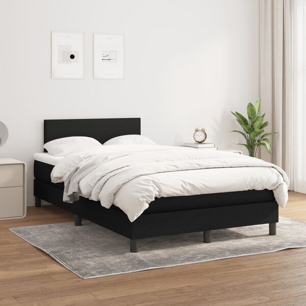 vidaXL Cama box spring con colch&oacute;n tela negro 120x190 cm