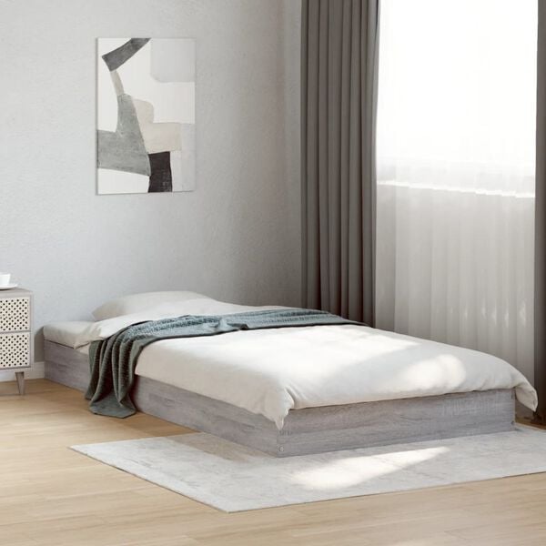 vidaXL Estructura de cama madera de ingenier&iacute;a gris Sonoma 100x200 cm