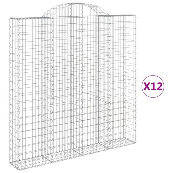 vidaXL Cestas de gaviones 12 uds forma de arco hierro 200x30x200/220cm