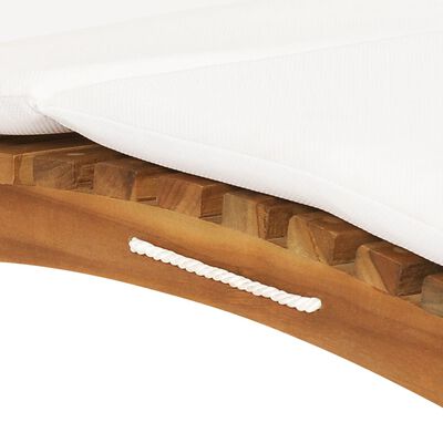 vidaXL Tumbona plegable con cojín blanco crema madera maciza de teca