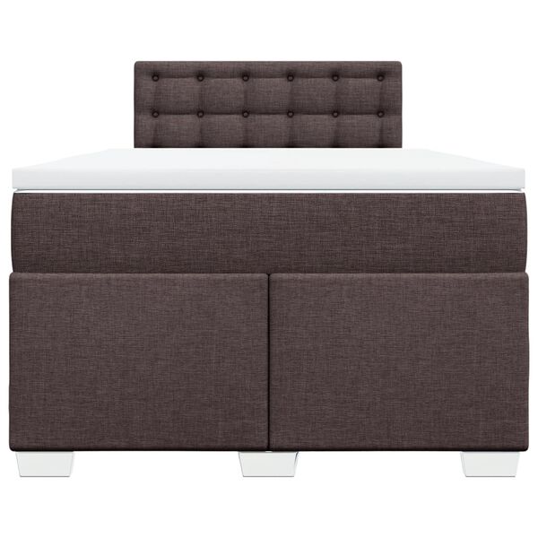 vidaXL Cama box spring con colch&oacute;n tela marr&oacute;n oscuro 120x200 cm