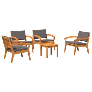 vidaXL Conjunto bistro con coj&iacute;n 5 pcs Marr&oacute;n Poli&eacute;ster