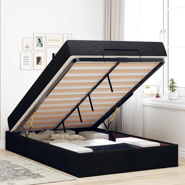 vidaXL Estructura de cama con colch&oacute;n con colch&oacute;n 2 pcs Negro tela