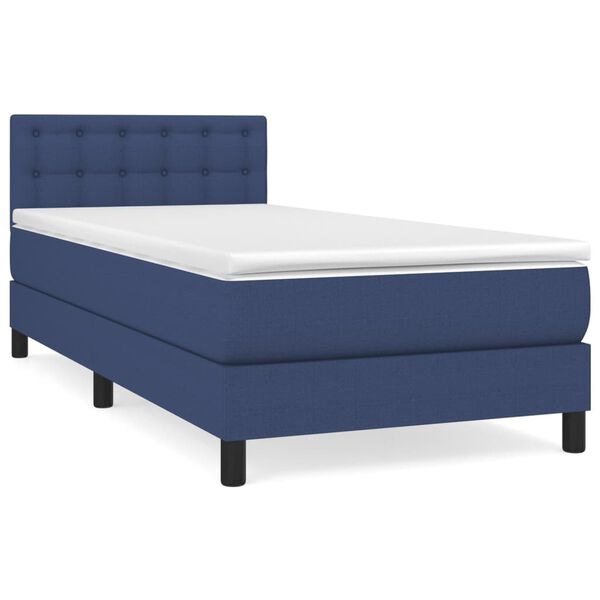 vidaXL Cama box spring con colch&oacute;n tela azul 100x200 cm