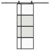 vidaXL Puerta corredera con herrajes negro 76x205 cm vidrio templado
