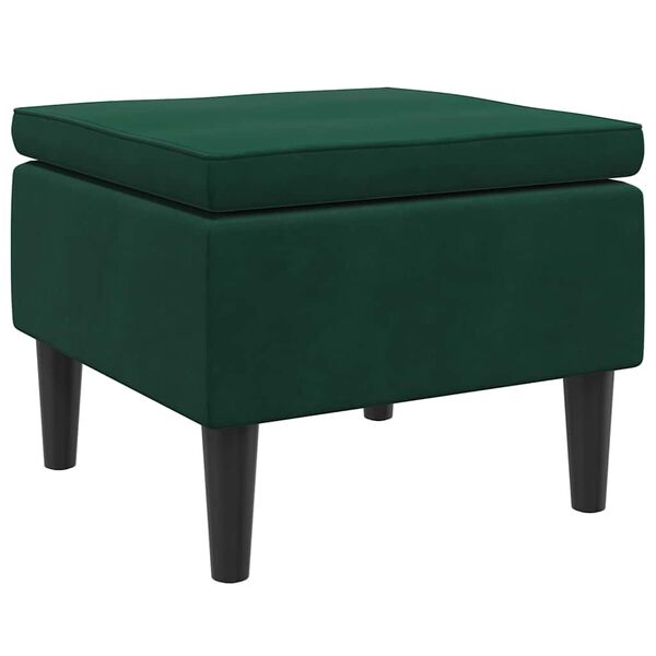 vidaXL Taburete con patas de madera terciopelo verde oscuro