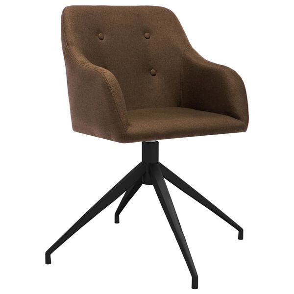 vidaXL Sillas de comedor giratorias 2 unidades tela marr&oacute;n