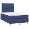 vidaXL Cama box spring con colch&oacute;n y luces LED tela azul 120x190 cm