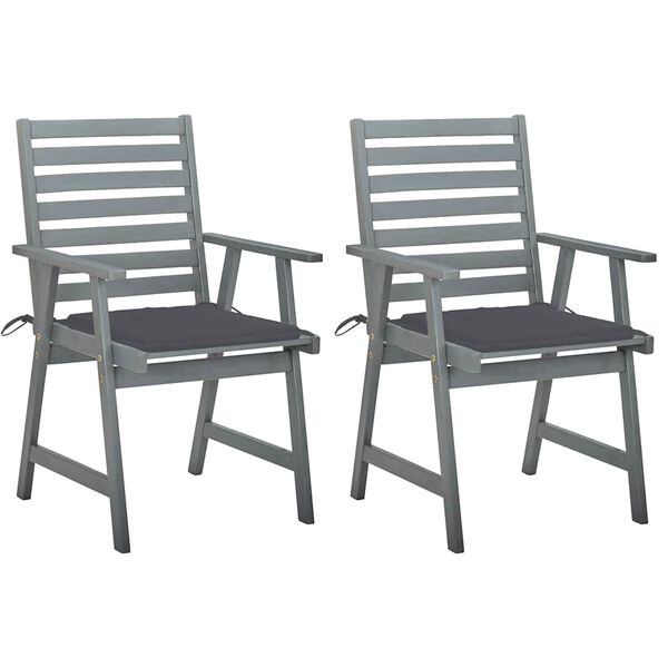 vidaXL Sillas de comedor jard&iacute;n 2 uds madera maciza acacia con cojines