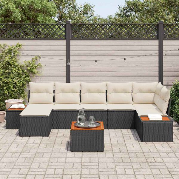 vidaXL Conjunto de sofá de jardín 8 pcs Negro ratán sintético