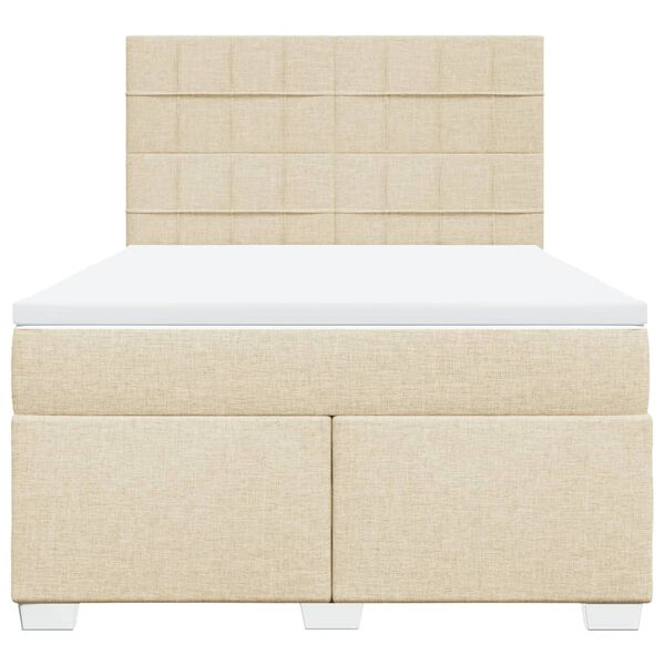 vidaXL Cama box spring con colch&oacute;n tela color crema 140x200 cm