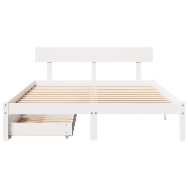 vidaXL Estructura de cama sin colch&oacute;n madera de pino blanca 150x200 cm