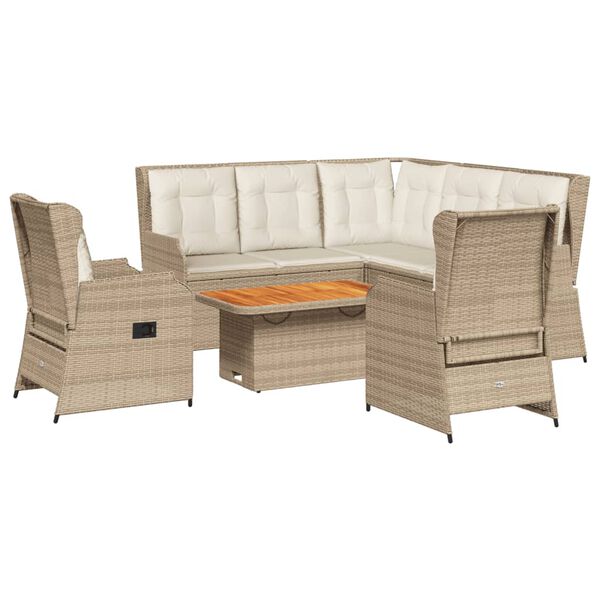 vidaXL Set de muebles jard&iacute;n con cojines 6 pzas rat&aacute;n sint&eacute;tico beige