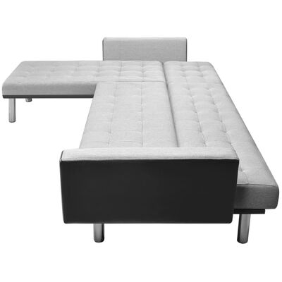 vidaXL Sofá cama de esquina tela negro y gris 218x155x69 cm