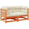 vidaXL Set de sof&aacute;s jard&iacute;n 2 pzas con cojines madera pino marr&oacute;n cera