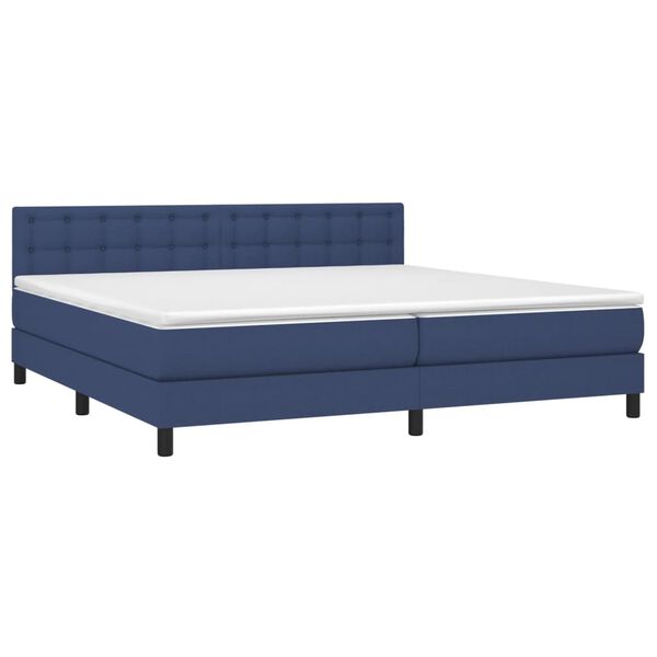 vidaXL Cama box spring colch&oacute;n y luces LED tela azul 200x200 cm