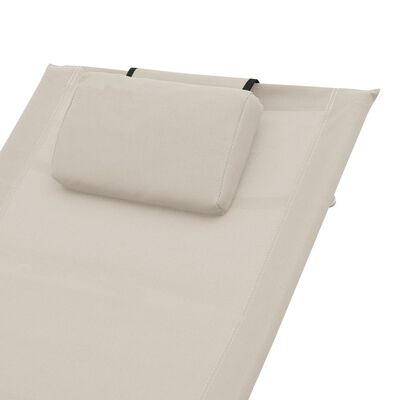 vidaXL Tumbona con almohada textileno crema
