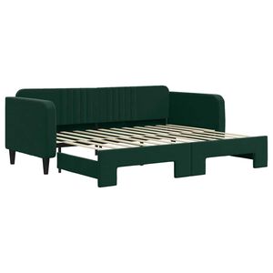vidaXL Sof&aacute; cama nido terciopelo verde oscuro 90x200 cm