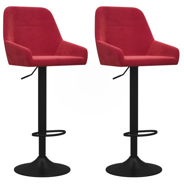 vidaXL Taburetes de cocina 2 unidades terciopelo rojo vino tinto