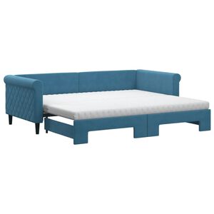 vidaXL Sof&aacute; cama nido con colch&oacute;n terciopelo azul 90x200 cm