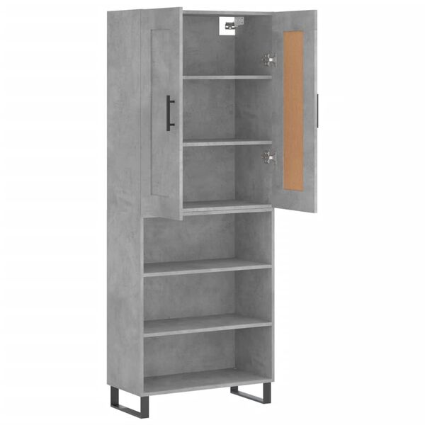 vidaXL Aparador alto madera contrachapada gris hormig&oacute;n 69,5x34x180 cm