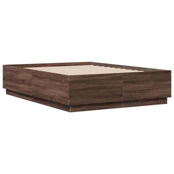 vidaXL Estructura de cama madera de ingenier&iacute;a marr&oacute;n roble 120x190 cm