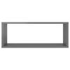 vidaXL Estante cubo de pared 6uds contrachapado gris brillo 60x15x23cm