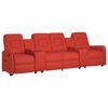vidaXL Sill&oacute;n reclinable 4 plazas posavasos cuero sint&eacute;tico rojo tinto