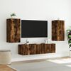 vidaXL Muebles TV pared con LED 4 pzas madera ingenier&iacute;a roble ahumado