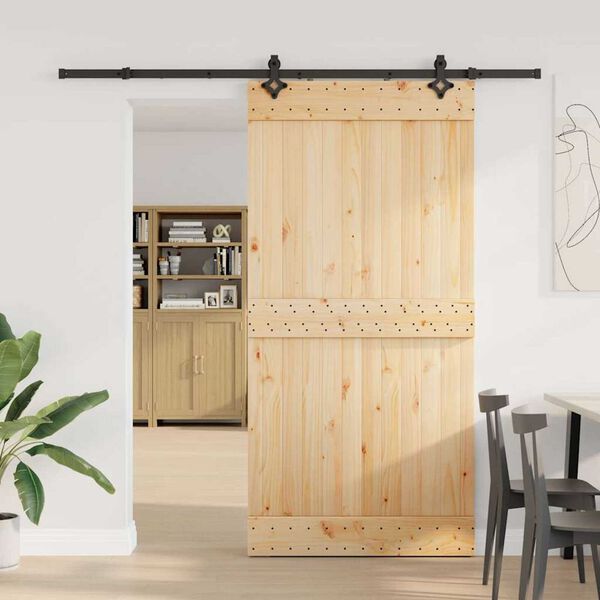 vidaXL Puerta corredera con herrajes madera maciza de pino 100x210 cm