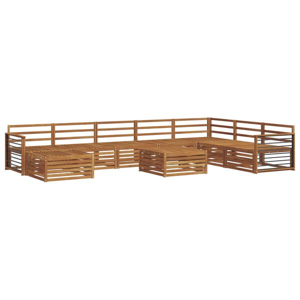vidaXL Juegos de sof&aacute;s 9 pcs Natural Madera de Acacia S&oacute;lida