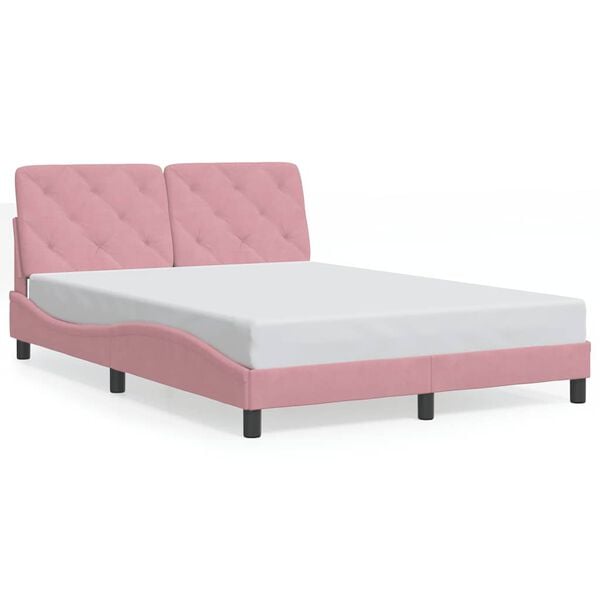 vidaXL Estructura de cama sin colch&oacute;n terciopelo rosa 140x190 cm