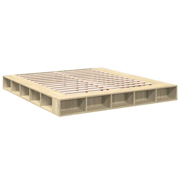 vidaXL Estructura de cama madera de ingenier&iacute;a roble Sonoma 200x200 cm