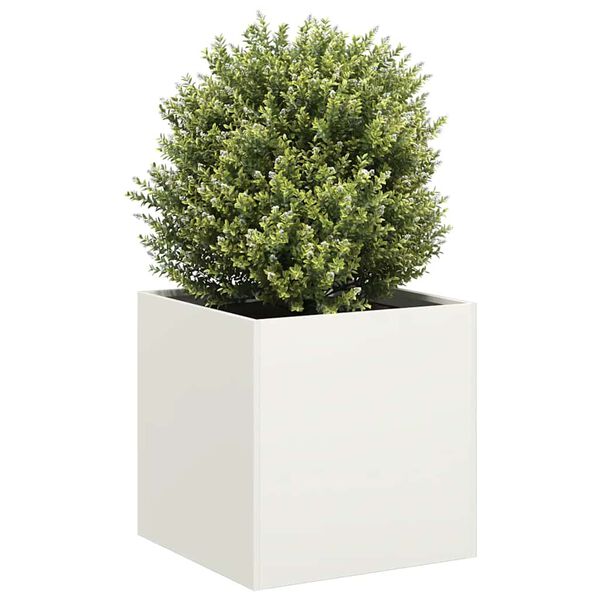 vidaXL Jardinera de acero laminado en frío blanco 40x40x40 cm