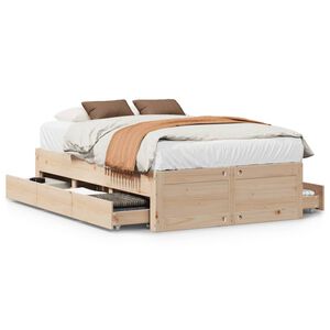 vidaXL Cama sin colch&oacute;n con cajones madera maciza de pino 135x190 cm