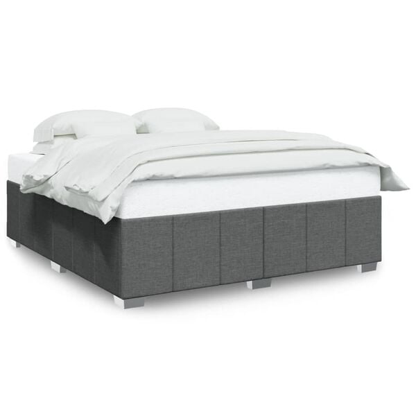 vidaXL Cama sin colch&oacute;n de tela gris oscuro 180x200 cm