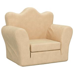 vidaXL Sof&aacute; cama infantil de felpa suave color crema