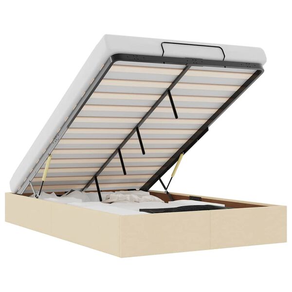 vidaXL Estructura de cama otomana sin colch&oacute;n tela crema 120x190 cm